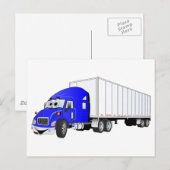 Semi Truck Blue White Trailer Cartoon Postkarte (Vorne/Hinten)