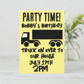 SEMI-TRUCK BOYS KINDERGEBURTSTAG PARTY EINLADUNGEN (Stehend Vorderseite)