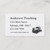 Semi Truck Business Card Visitenkarte (Rückseite)