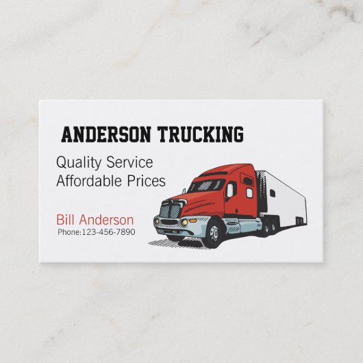 Semi Truck Business Card Visitenkarte (Vorderseite)