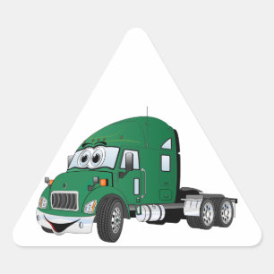 Semi Truck Cab Green Dreieckiger Aufkleber