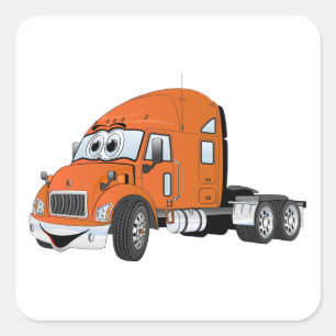 Semi Truck Cab Orange Quadratischer Aufkleber