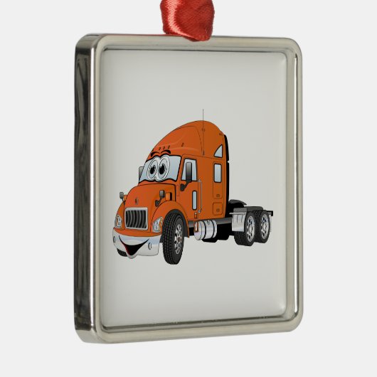Semi Truck Cab Orange Silbernes Ornament (Rechts)