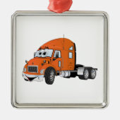 Semi Truck Cab Orange Silbernes Ornament (Vorne)