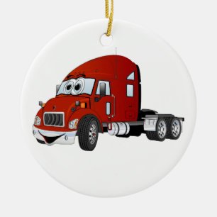 Semi Truck Cab Red Keramikornament