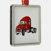 Semi Truck Cab Red Silbernes Ornament (Rechts)
