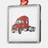 Semi Truck Cab Red Silbernes Ornament (Links)