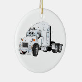 Semi Truck Cab White Keramik Ornament (Rechts)