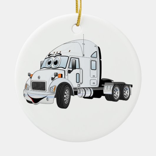 Semi Truck Cab White Keramik Ornament (Vorne)