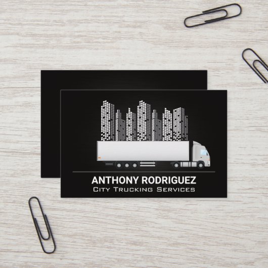 Semi Truck | City Skyline Visitenkarte (Vorderseite/Rückseite Beispiel)