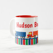 Semi Truck Convoy Personalized Mug Zweifarbige Tasse (Vorderseite Links)