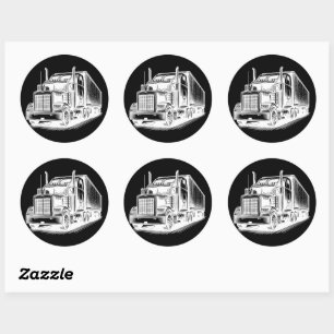 Semi Truck Diesel LKW Art Tinte zeichnend Runder Aufkleber