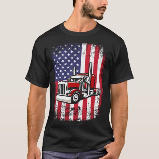 Semi Truck Driver 18 Wheeler Trucker USA American T-Shirt (Vorderseite)