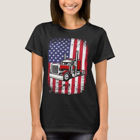 Semi Truck Driver 18 Wheeler Trucker USA American  T-Shirt (Vorderseite)