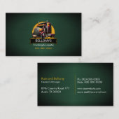 Semi Truck Green Metallic Business Card Visitenkarte (Vorne/Hinten)
