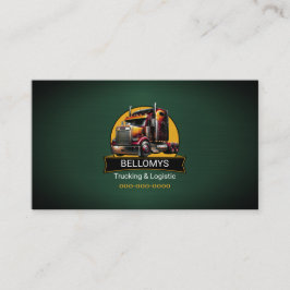 Semi Truck Green Metallic Business Card Visitenkarte