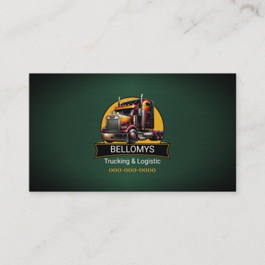 Semi Truck Green Metallic Business Card Visitenkarte (Vorderseite)