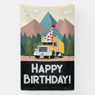 Semi Truck Happy Birthday Party Cooler Verkehr Banner