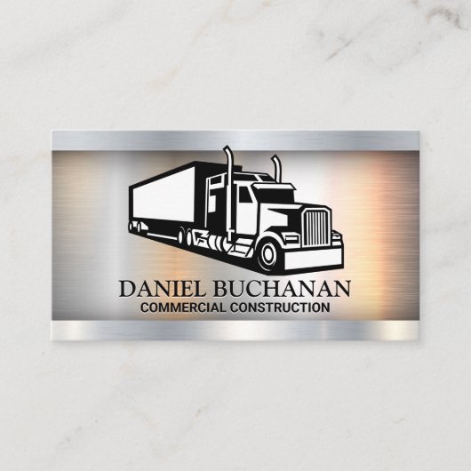 Semi Truck Icon | Metallic Brushed Visitenkarte (Vorderseite)
