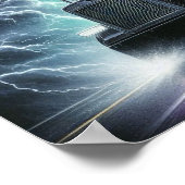 Semi Truck in einem pulsierenden Blitzgesturm Poster (Ecke)