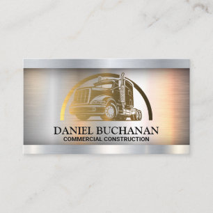 Semi Truck Logo Gold Metallic Business Card Visitenkarte
