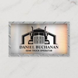 Semi Truck Logo | Hintergrund aus Metall Visitenkarte