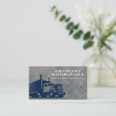 Semi Truck Logo | Hintergrund der Metallplatte Visitenkarte (Stehend Vorderseite)