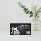 Semi Truck Logo | Lastkraftwagen | QR-Code Visitenkarte (Stehend Vorderseite)