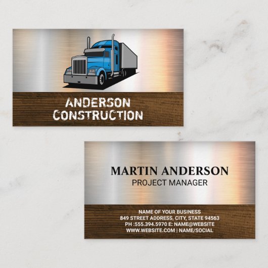 Semi Truck Logo | Metallholz Visitenkarte (Vorne/Hinten)