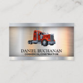 Semi Truck Logo | Metallischer Hintergrund Visitenkarte (Vorderseite)
