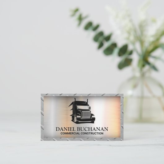 Semi Truck Logo | Stahlgittergrenze Visitenkarte (Stehend Vorderseite)
