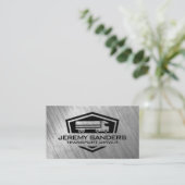 Semi Truck Logo | Worter metallischer Hintergrund Visitenkarte (Stehend Vorderseite)