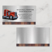 Semi Truck | Metall und Holz Visitenkarte (Vorne/Hinten)