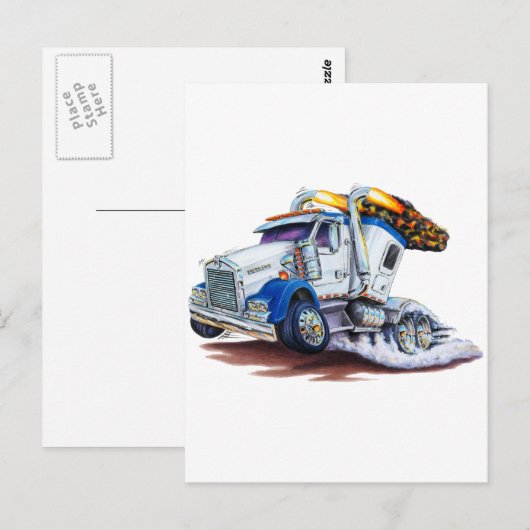 Semi Truck mit Sleepercab Postkarte (Vorne/Hinten)