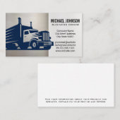 Semi Truck Moving | Metallic | Blue Collar Driver Visitenkarte (Vorne/Hinten)