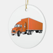 Semi Truck Orange Trailer Cartoon Keramikornament (Links)