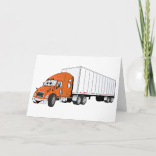 Semi Truck Orange White Trailer Cartoon Karte
