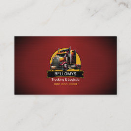 Semi Truck Red Metallic Business Card Visitenkarte