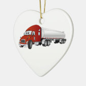 Semi Truck Red Silver Tanker Cartoon Keramikornament (Links)