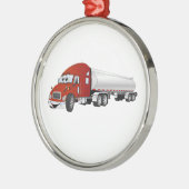 Semi Truck Red Silver Tanker Cartoon Silbernes Ornament (Links)