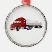 Semi Truck Red Silver Tanker Cartoon Silbernes Ornament (Vorne)