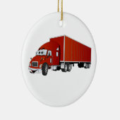 Semi Truck Red Trailer Cartoon Keramikornament (Rechts)