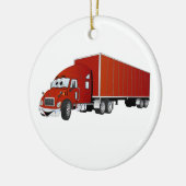 Semi Truck Red Trailer Cartoon Keramikornament (Links)