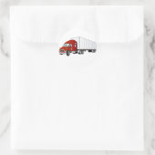 Semi Truck Red White Trailer Cartoon Runder Aufkleber (Tasche)