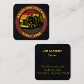Semi Truck Trucking Retro Sunset Template Quadratische Visitenkarte (Vorne/Hinten)