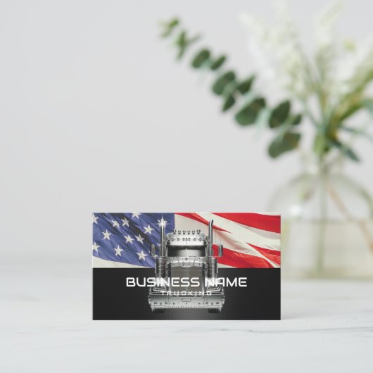 Semi Truck Veteran Trucking American Flag Visitenkarte (Stehend Vorderseite)