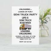 Semi Trucker Trucker Driver Party Einladung (Stehend Vorderseite)