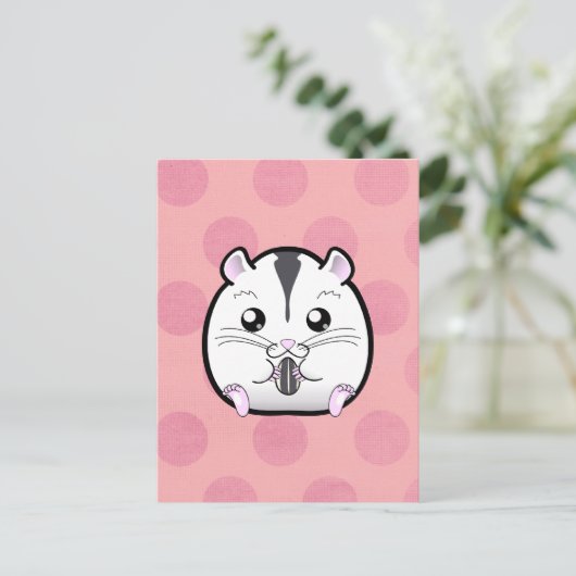 Semi White Russian Zwarf Hamster Postkarte (Stehend Vorderseite)