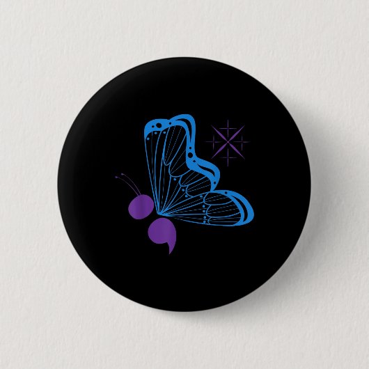Semicolon 988 Butterfly Suicide Prevention Awarene Button (Vorderseite)