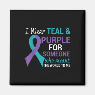 Semicolon Aquamarin &amp; Lila Ribbon Suicide Awar Magnet